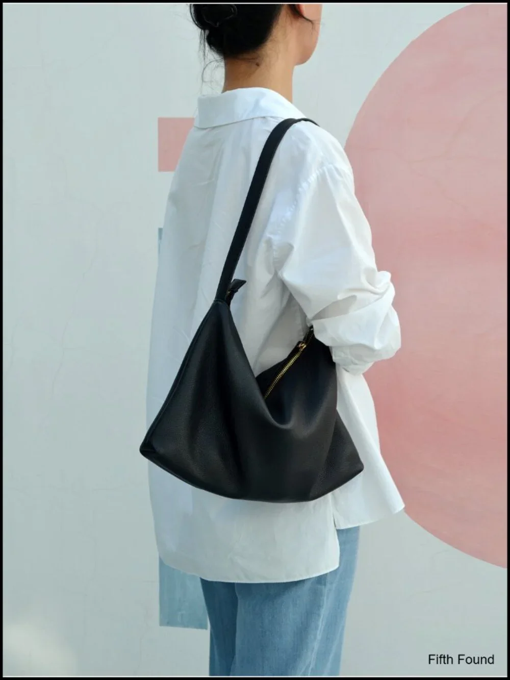 Full Grained Leather Dumpling Crossbody Bag